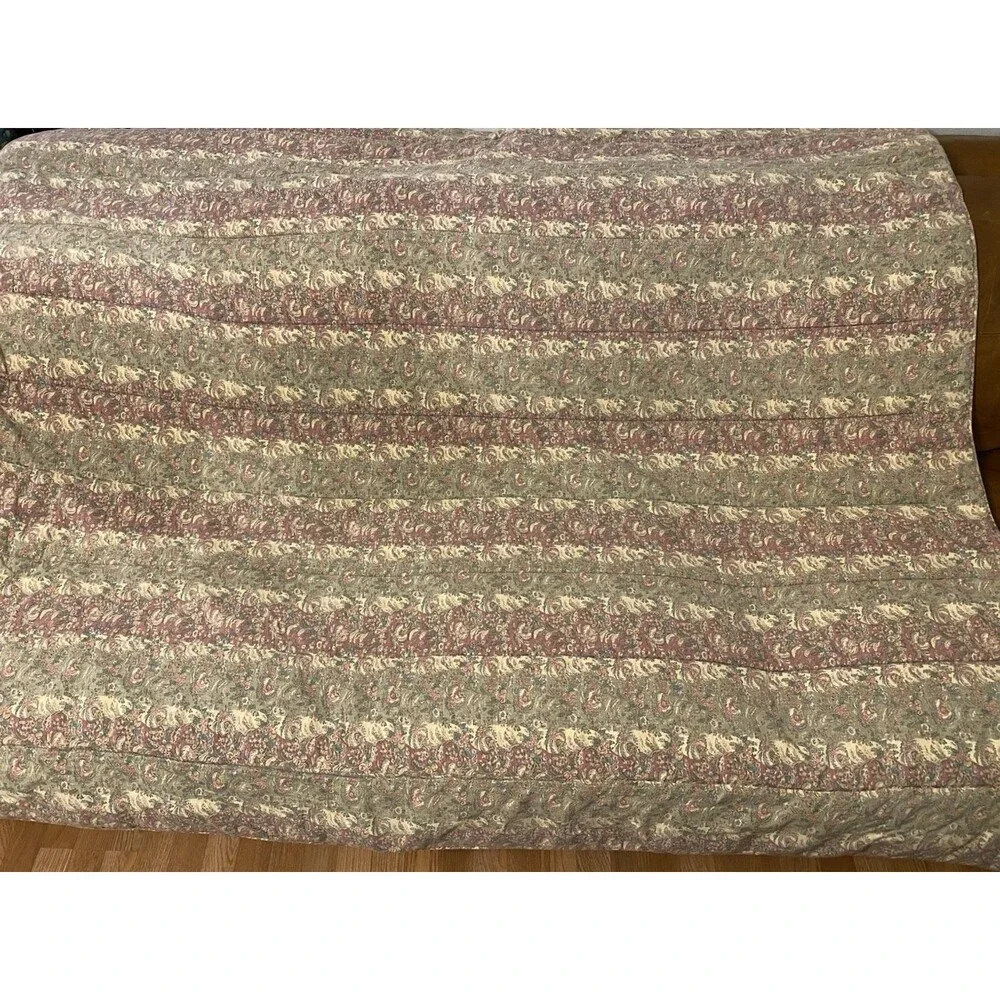 VINTAGE Ralph Lauren Hearthside Twin Size Comforter Floral Paisley Linen Cotton